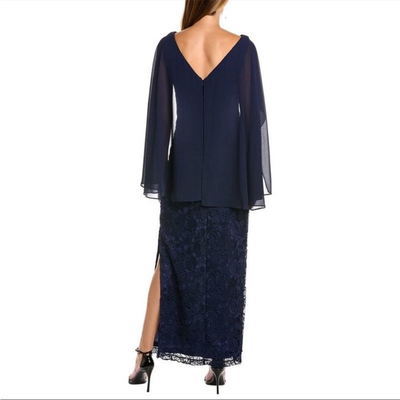 Js Collections Womens  Leah Capelet Column Gown, Blue size 6 - Picture 2 of 11